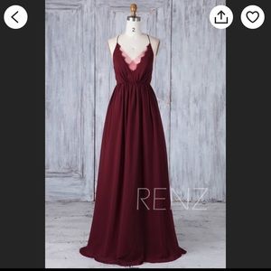 Burgundy floor length bridesmaid dress